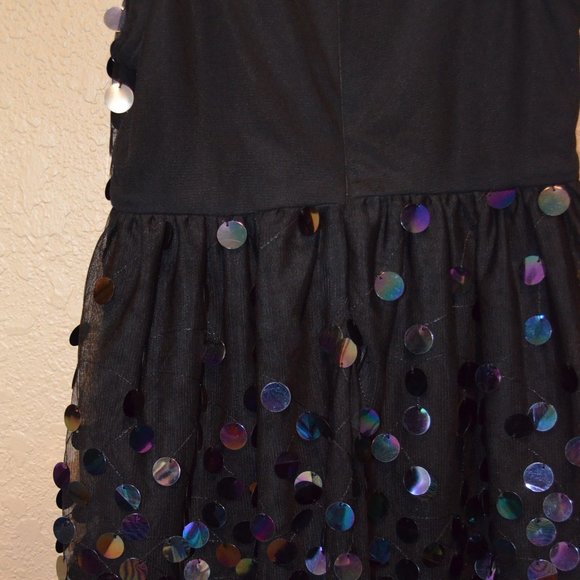 Sz M 7/8 Cat & Jack Black Opal Sequins Mesh Tulle Dress - Picture 9 of 13